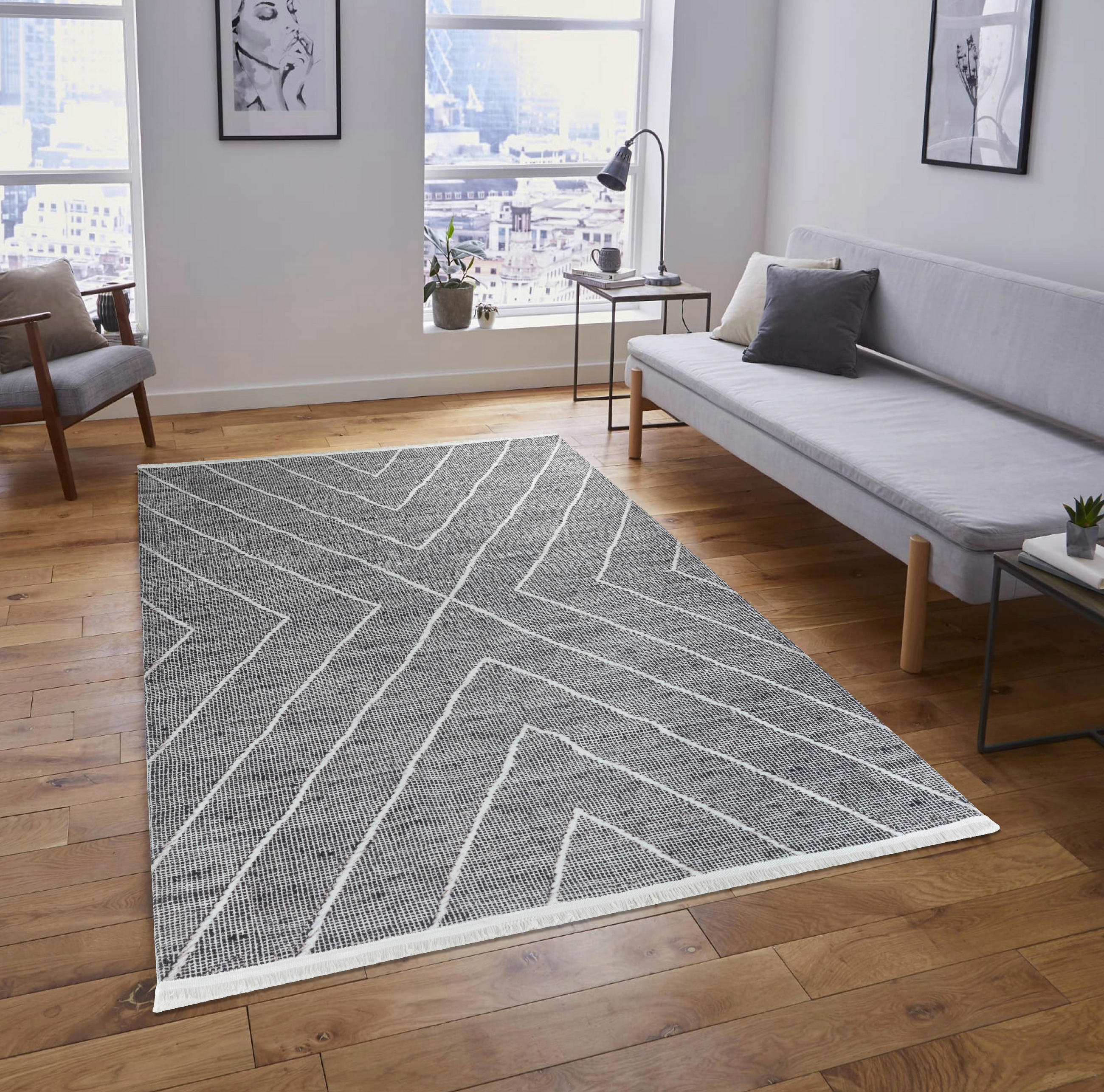 VÄVD MATTA 120/170 cm Efe  - grå, Natur, textil/naturmaterial (120/170cm)