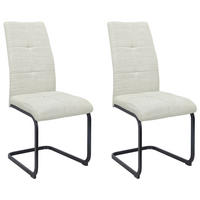 SCHWINGSTUHL-SET 2 Stück  in Eisen Webstoff  - Creme/Schwarz, MODERN, Textil/Metall (45/97/61cm) - MID.YOU