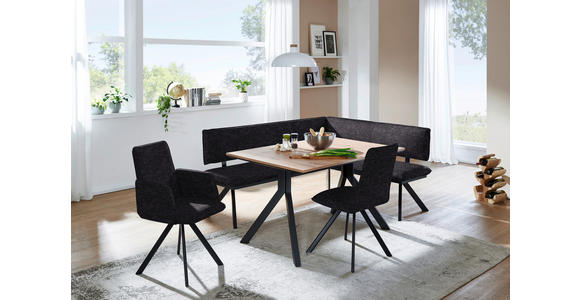 ECKBANK 180/140 cm in Anthrazit, Schwarz - Anthrazit/Schwarz, MODERN, Textil/Metall (180/140cm) - Cantus