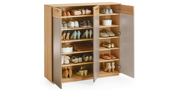 GARDEROBE 5-teilig  in 215/195/40 cm  - Taupe/Eichefarben, Design, Glas/Holz (215/195/40cm) - Novel