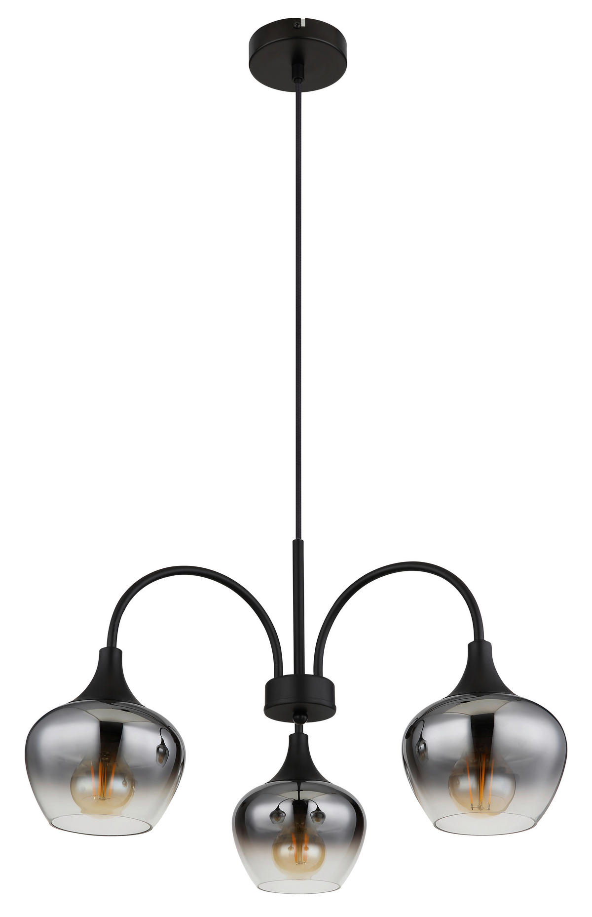 HÄNGELEUCHTE 55/120 cm   - Schwarz, MODERN, Glas/Metall (55/120cm) - Novel