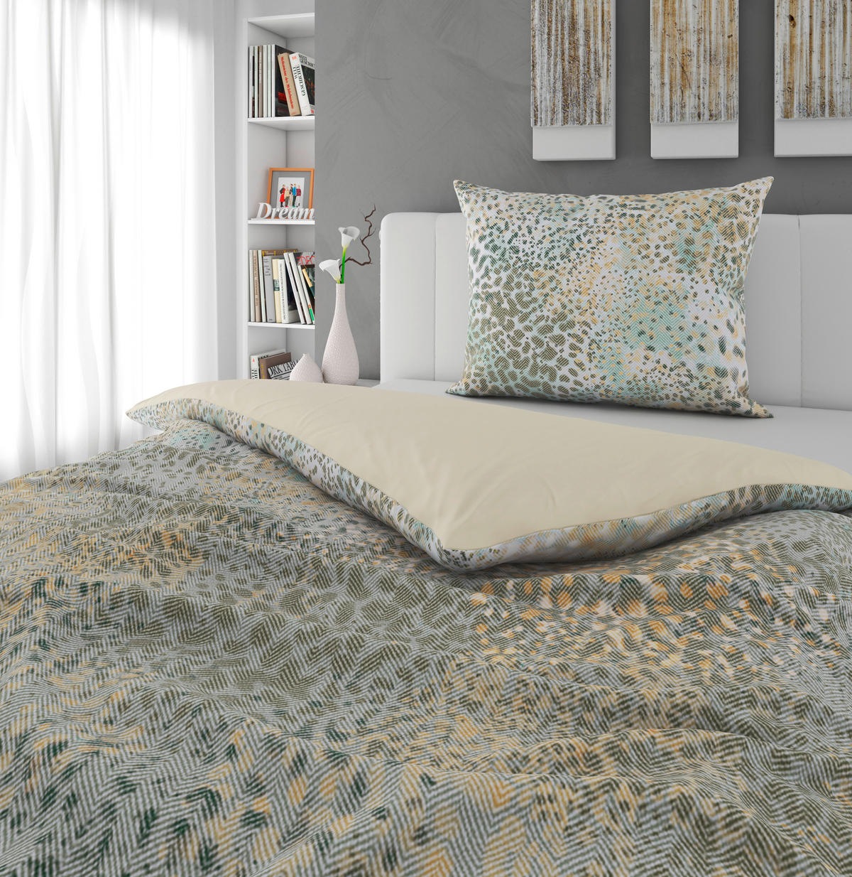 WENDEBETTWÄSCHE Siala Satin 140/200 cm  - Grün, KONVENTIONELL, Textil (140/200cm) - Novel