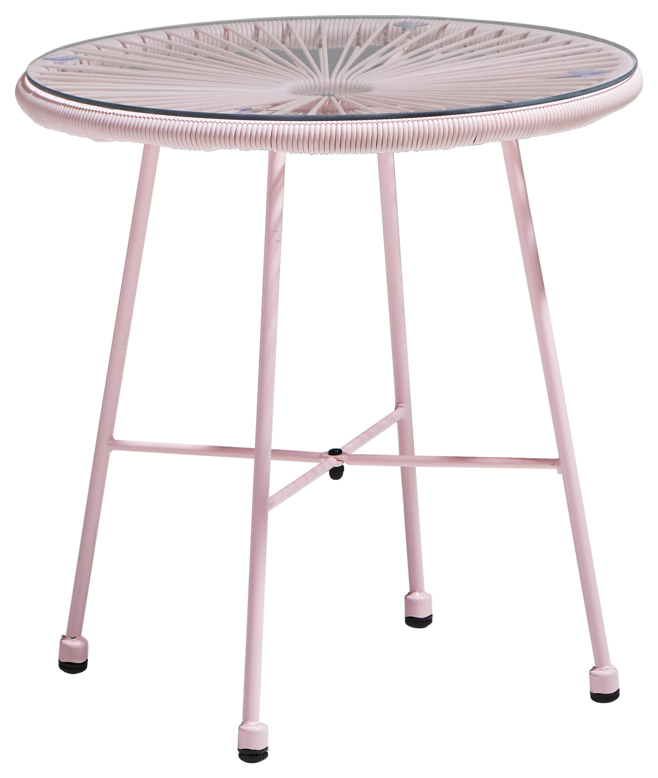 GARTENBEISTELLTISCH Metall, Kunststoff, Glas - Schwarz/Rosa, Design, Glas/Kunststoff (50/52cm) - Ambia Garden
