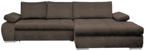 ECKSOFA Graubraun Flachgewebe  - Chromfarben/Graubraun, Design, Kunststoff/Textil (294/173cm) - Carryhome