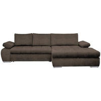 ECKSOFA in Flachgewebe Graubraun  - Chromfarben/Weiss, Design, Kunststoff/Textil (294/173cm) - Carryhome