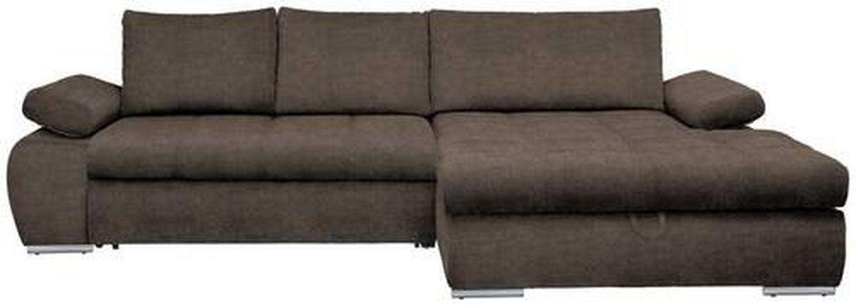 ECKSOFA in Flachgewebe Graubraun  - Chromfarben/Weiss, Design, Kunststoff/Textil (294/173cm) - Carryhome