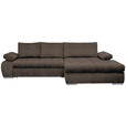 ECKSOFA in Flachgewebe Graubraun  - Chromfarben/Graubraun, Design, Kunststoff/Textil (294/173cm) - Carryhome