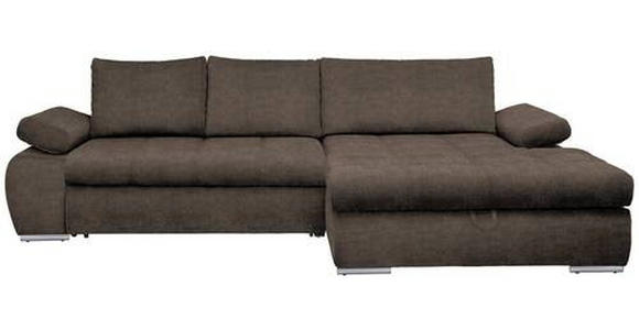 ECKSOFA in Flachgewebe Graubraun  - Chromfarben/Graubraun, Design, Kunststoff/Textil (294/173cm) - Carryhome