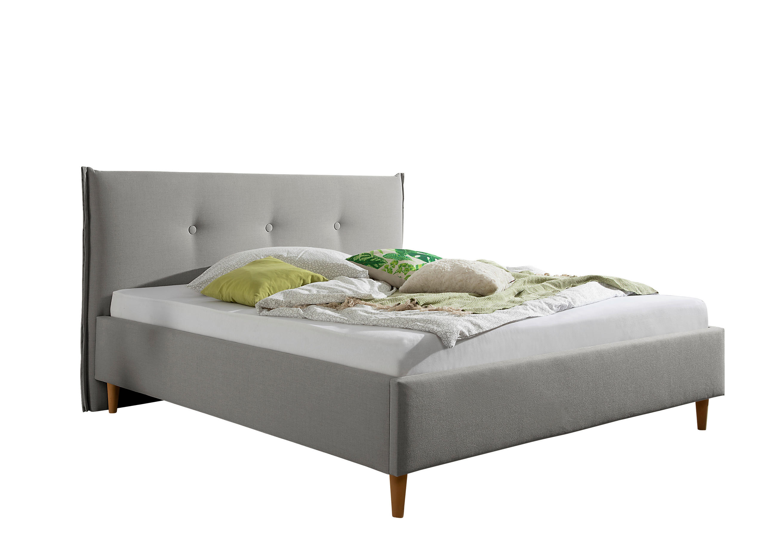 POLSTERBETT 160/200 cm,  in Grau,  - Naturfarben/Grau, MODERN, Holz/Textil (160/200cm) - Livetastic