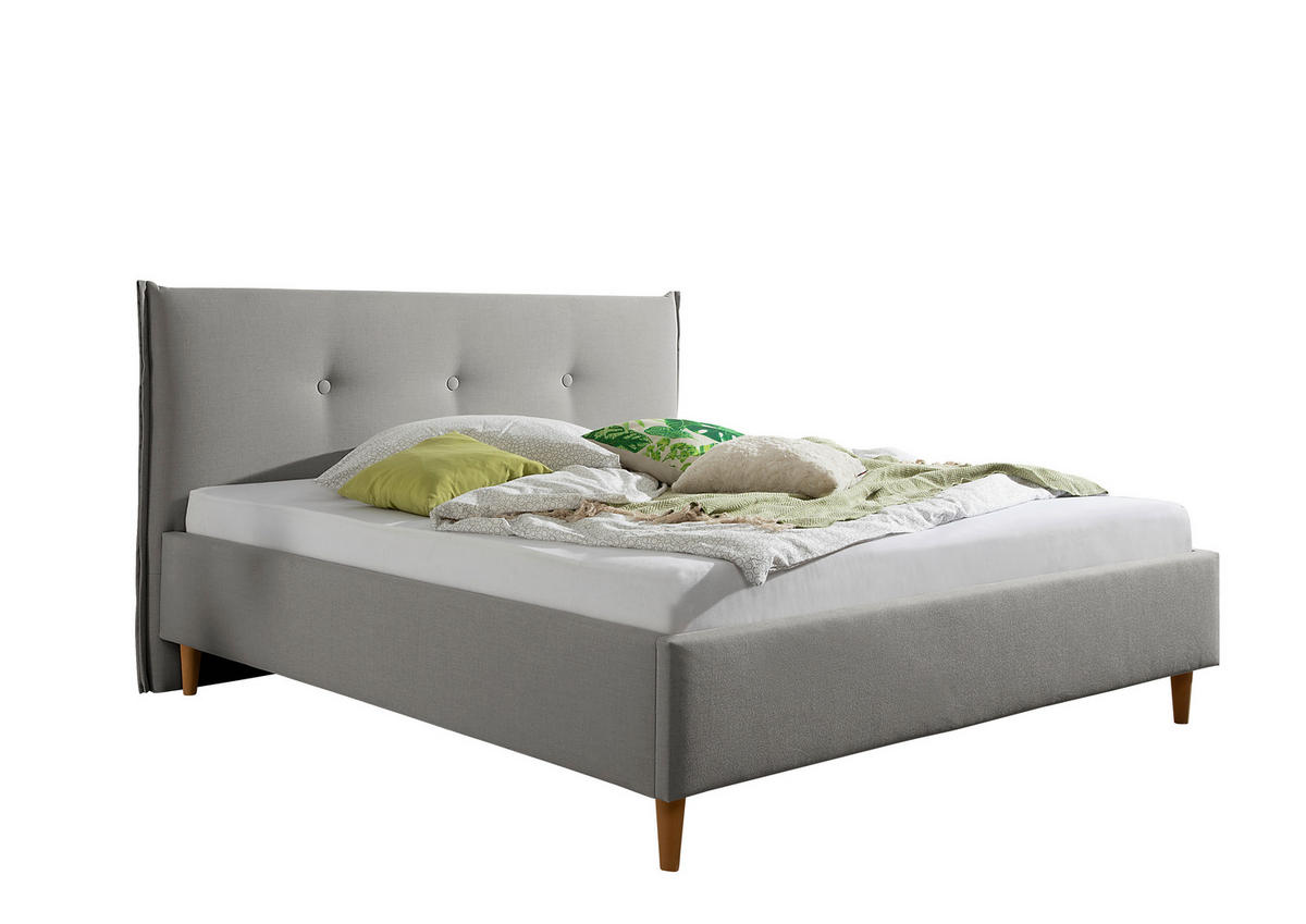 POLSTERBETT 180/200 cm,  in Grau,  - Naturfarben/Grau, MODERN, Holz/Textil (180/200cm) - Livetastic