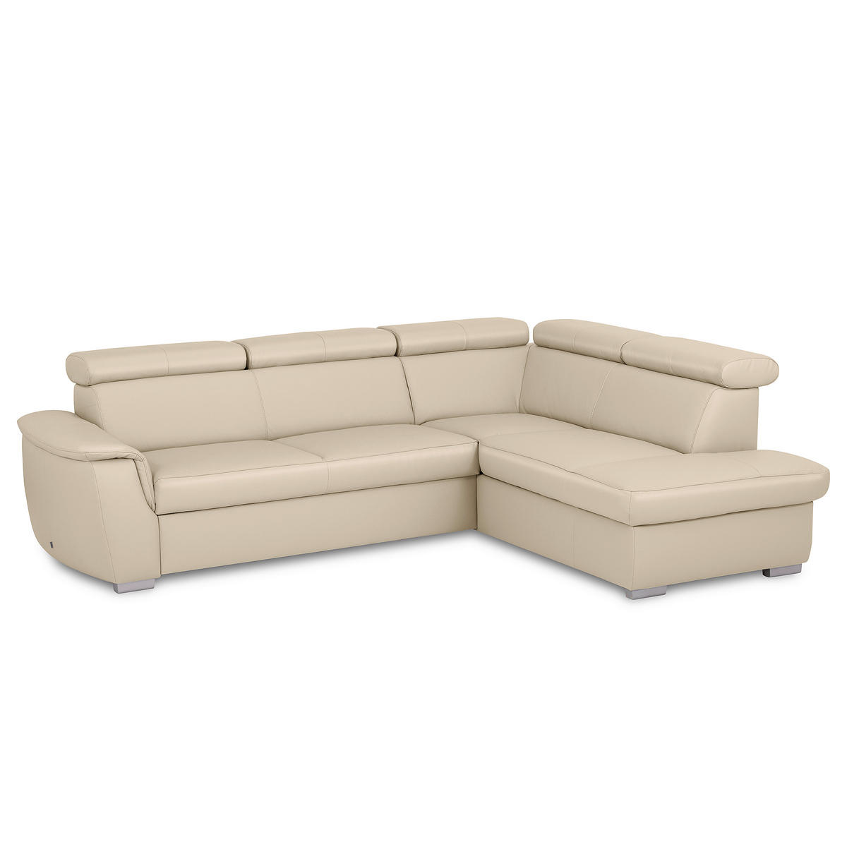 ECKSOFA  in Lederlook Echtleder Grau  - Silberfarben/Grau, Leder/Holz (262/211cm) - Celina Home