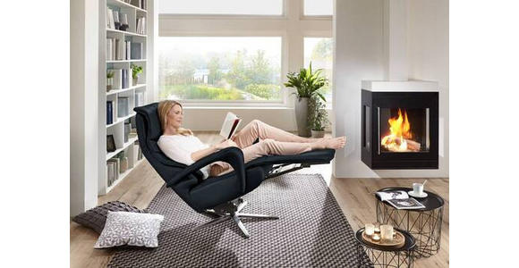 RELAXSESSEL in Leder Dunkelblau - Edelstahlfarben/Dunkelblau, Design, Leder/Metall (75/106/88cm) - Dieter Knoll