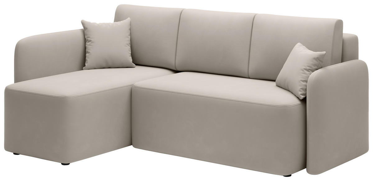 ECKSOFA Plüsch Beige  - Beige/Schwarz, Design, Kunststoff/Textil (150/206cm) - P & B