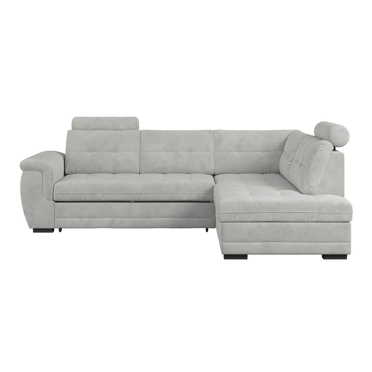 ECKSOFA  Mikrofaser, Struktur Silberfarben  - Silberfarben/Schwarz, Konventionell, Kunststoff/Textil (251/183cm) - MID.YOU