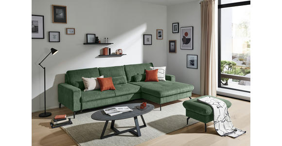 ECKSOFA in Cord Olivgrün - Schwarz/Olivgrün, Design, Textil/Metall (302/180cm) - Venda