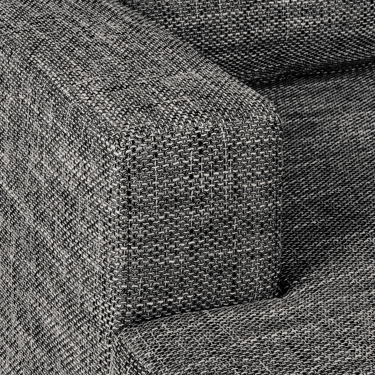 ECKSOFA in Struktur Schwarz  - Chromfarben/Schwarz, Design, Textil/Metall (144/200cm) - MID.YOU