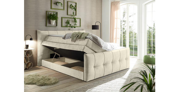 BOXSPRINGBETT 180/200 cm  in Creme  - Creme/Schwarz, KONVENTIONELL, Kunststoff/Textil (180/200cm) - Esposa