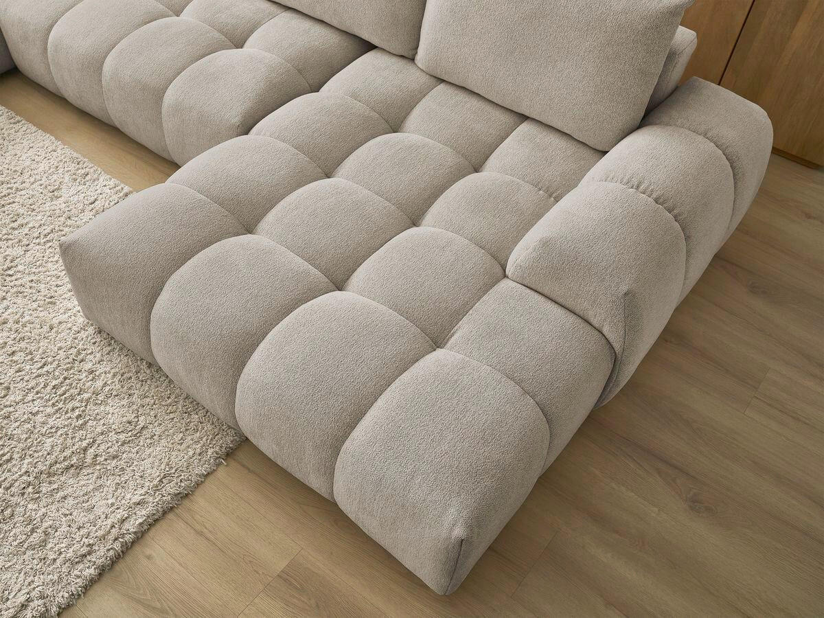 ECKSCHLAFSOFA EVEREST  mit Rücken echt, Armteil links, Armteil rechts Flachgewebe Taupe  - Taupe/Schwarz, MODERN, Kunststoff/Textil (212/423/198cm)