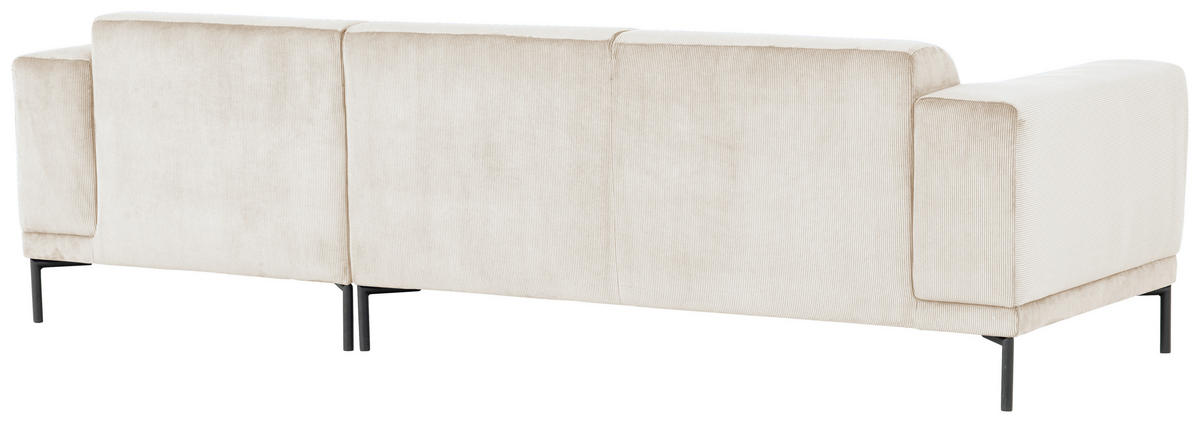 ECKSOFA ERNO Beige Cord  - Beige/Schwarz, Design, Textil/Metall (262/183cm) - MID.YOU
