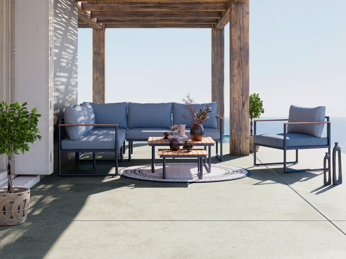 LOUNGEGARNITUR Teakholz Aluminium  - Dunkelgrau, MODERN, Holz/Metall - Ambia Garden