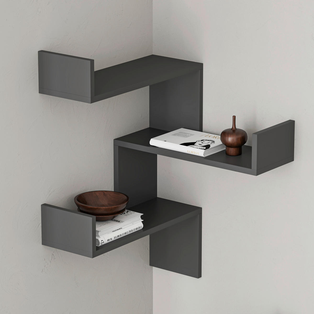 ÉTAGÈRE MURALE 60/90/22 cm  - Anthrazit, Design, Holzwerkstoff (60/90/22cm) - Livetastic