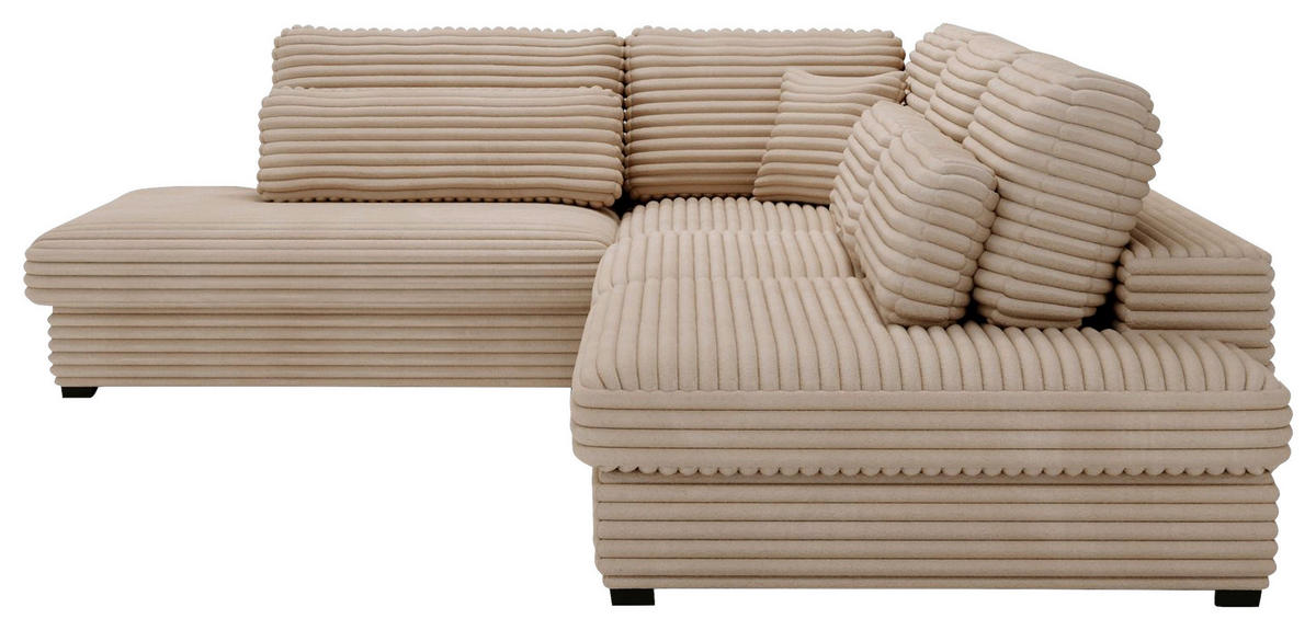 ECKSOFA in Cord, Plüsch Braun  - Schwarz/Braun, Design, Kunststoff/Textil (244/332cm) - Livetastic