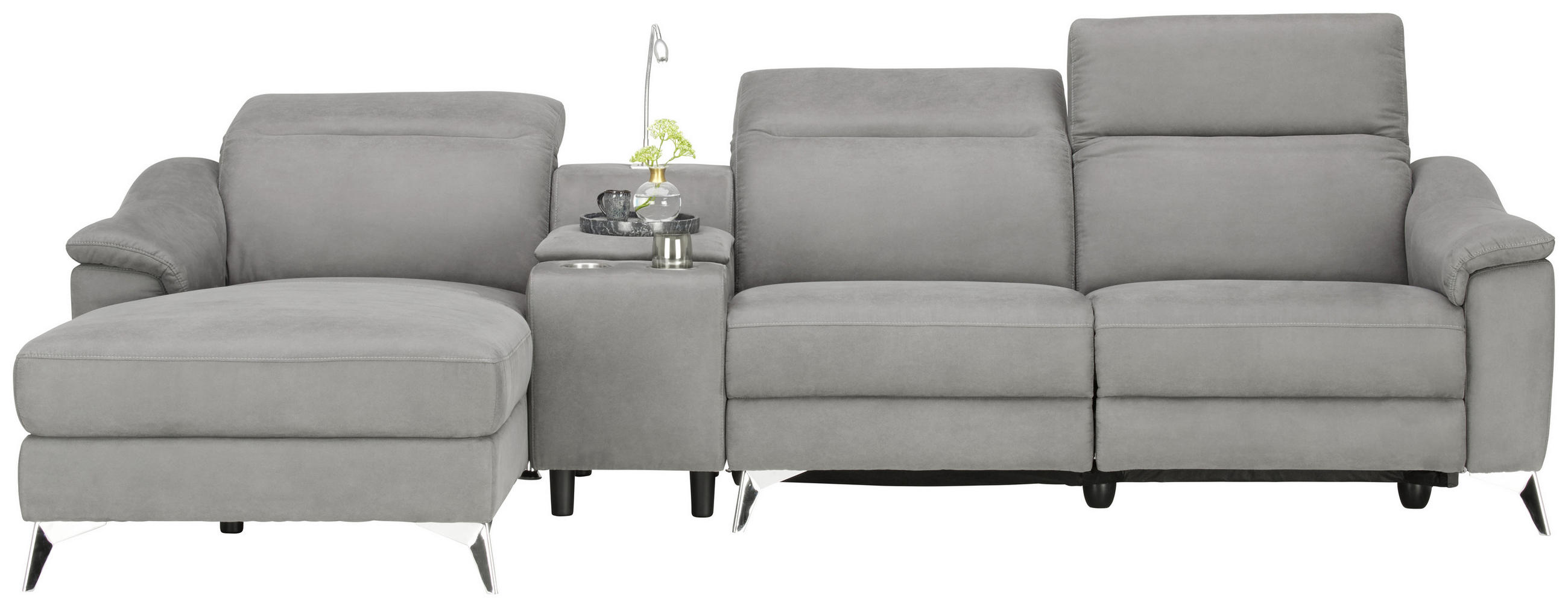 Wohnlandschaft in Textil Grau