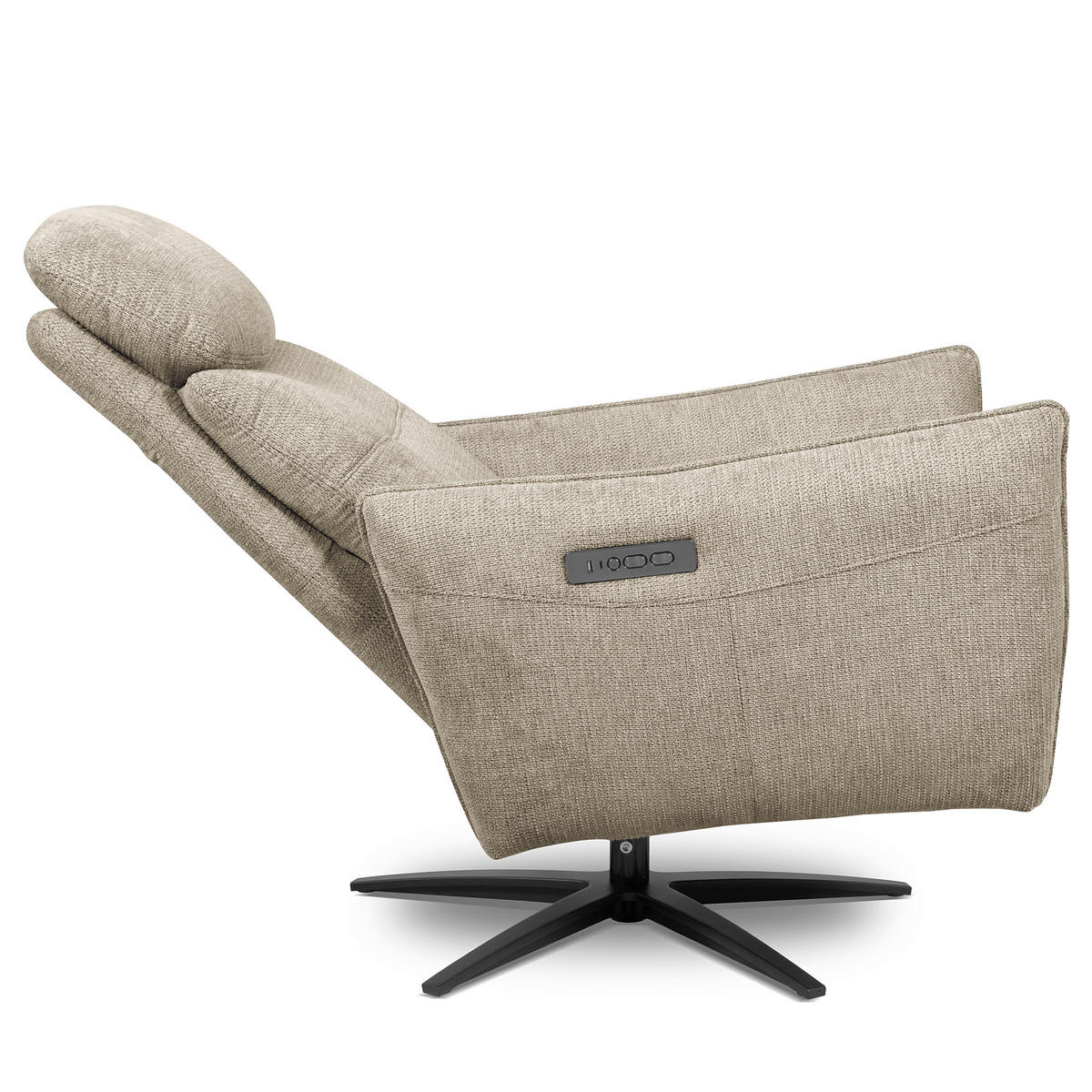 RELAXSESSEL in Textil Taupe  - Taupe/Schwarz, Design, Textil/Metall (77/107/88cm) - Livetastic