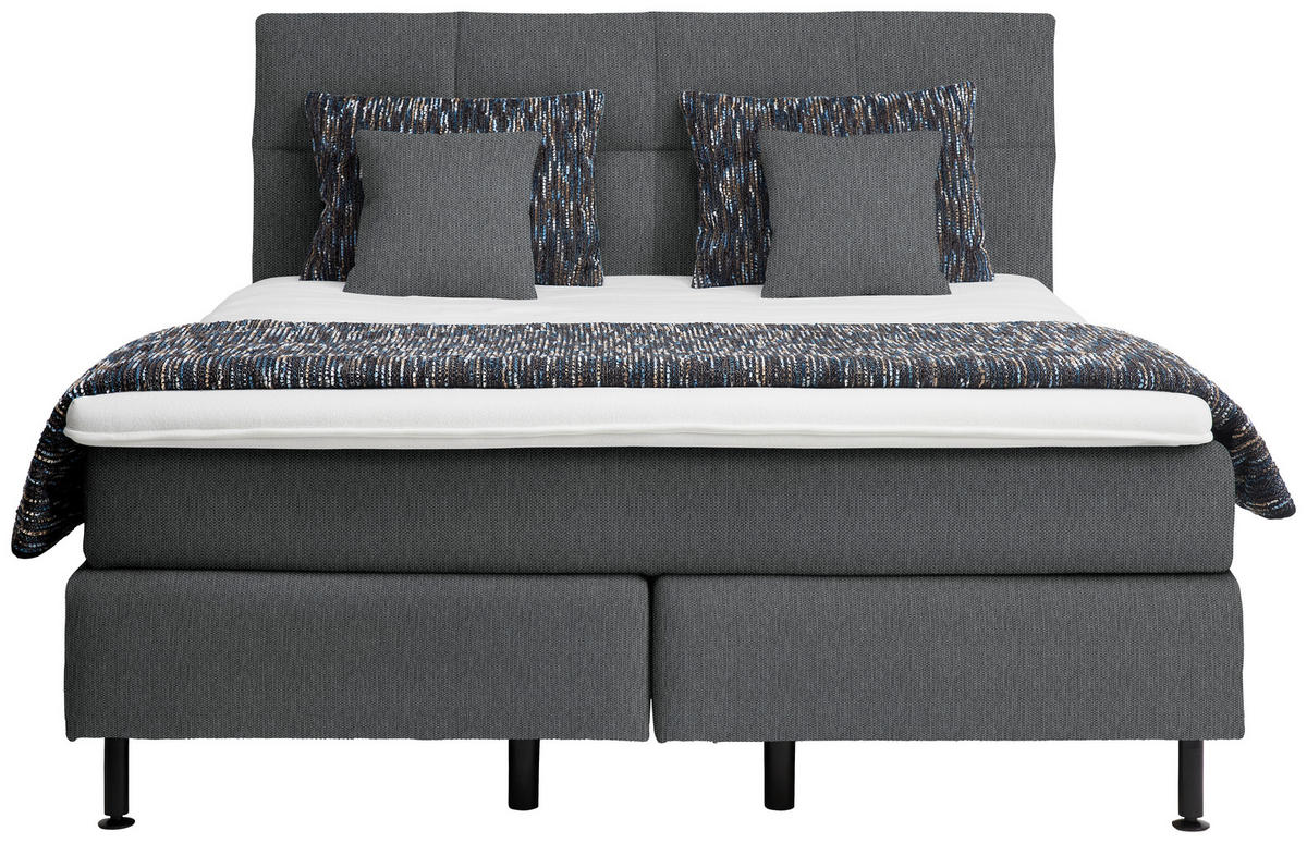 BOXSPRINGBETT 160/200 cm  in Dunkelgrau  - Dunkelgrau/Schwarz, Design, Kunststoff/Textil (160/200cm) - Beldomo - Sleep