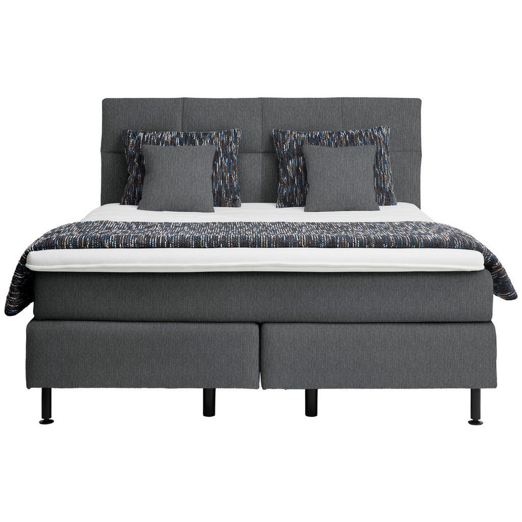 Thumbnail - Beldomo - Sleep Boxspringbett, Dunkelgrau, Textil, H2 + H3, 5-Zonen, Höhe ca. 18 cm, 180x200 cm, Goldenes M, Made in EU,...