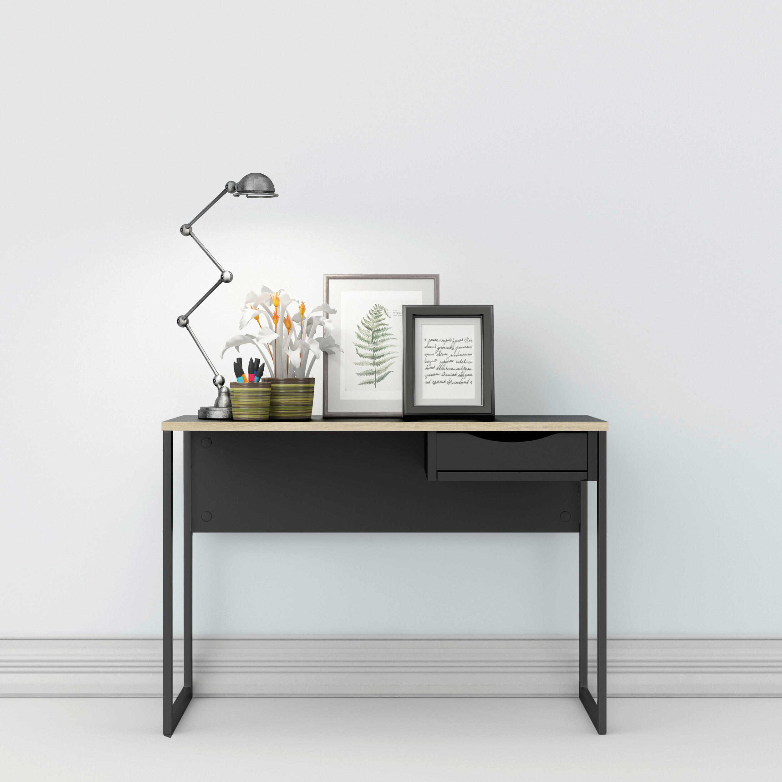 SCHREIBTISCH 110/48,4/76,8 cm  in Schwarz  - Schwarz, MODERN, Holzwerkstoff/Metall (110/48,4/76,8cm) - MID.YOU