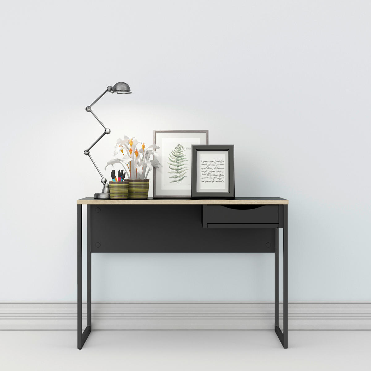SCHREIBTISCH 110/48,4/76,8 cm  in Schwarz  - Schwarz, MODERN, Holzwerkstoff/Metall (110/48,4/76,8cm) - MID.YOU