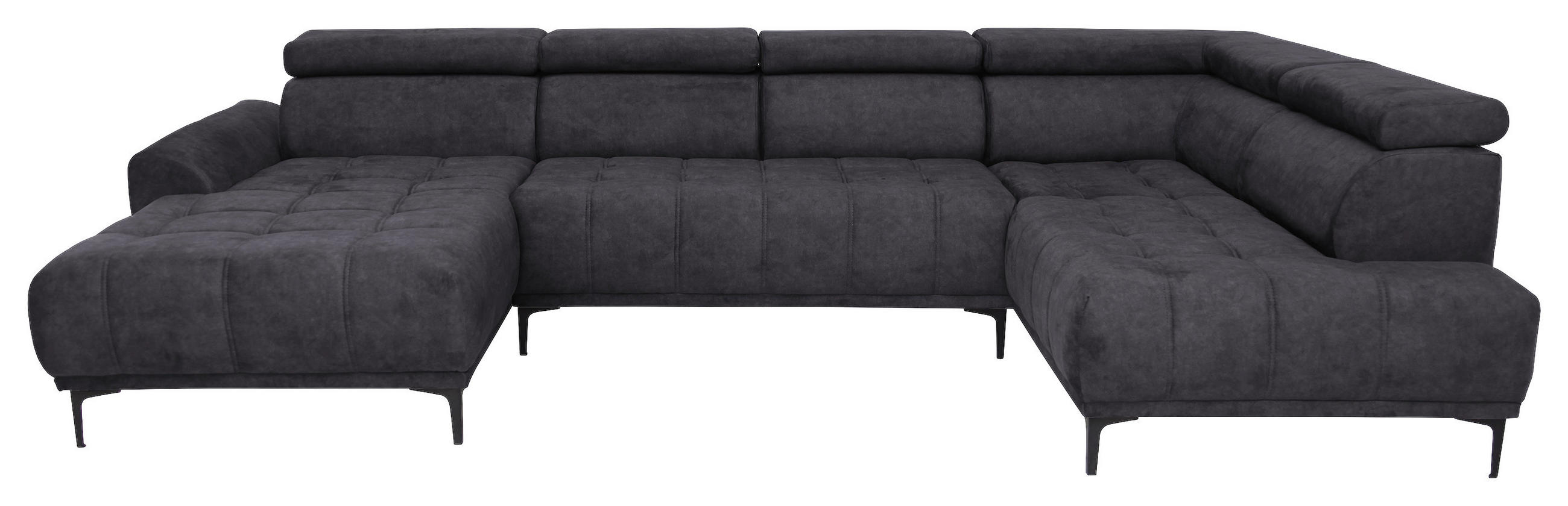 WOHNLANDSCHAFT Dunkelbraun Velours  - Dunkelbraun/Schwarz, Design, Textil/Metall (172/340/191cm) - Stylife