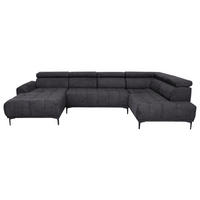 WOHNLANDSCHAFT Dunkelbraun Velours  - Dunkelbraun/Schwarz, Design, Textil/Metall (172/340/191cm) - Stylife