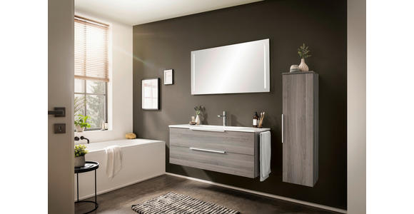 MIDISCHRANK 30/113,6/32,5 cm - Alufarben/Grau, KONVENTIONELL, Glas/Holzwerkstoff (30/113,6/32,5cm) - Novel