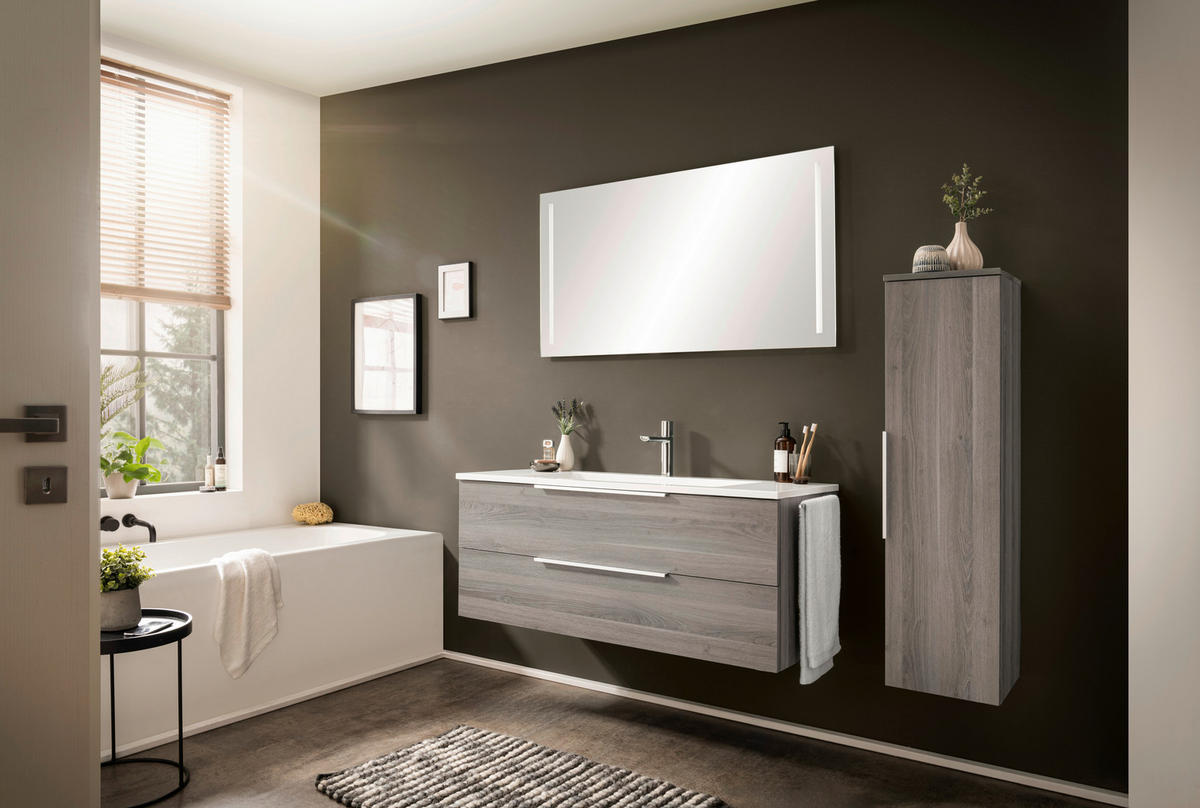 MIDISCHRANK 30/113,6/32,5 cm  - Alufarben/Grau, KONVENTIONELL, Glas/Holzwerkstoff (30/113,6/32,5cm) - Novel