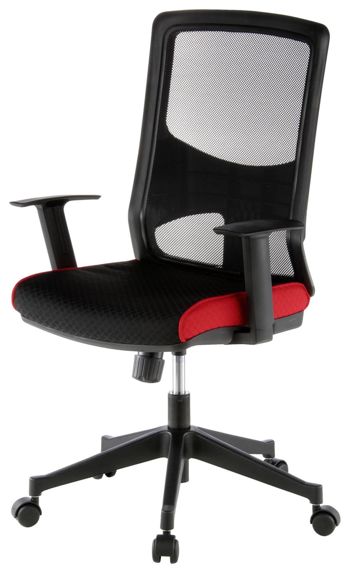DREHSTUHL Netzbespannung, Flachgewebe Rot, Schwarz  - Rot/Schwarz, MODERN, Kunststoff/Textil (57/113/44cm) - MID.YOU
