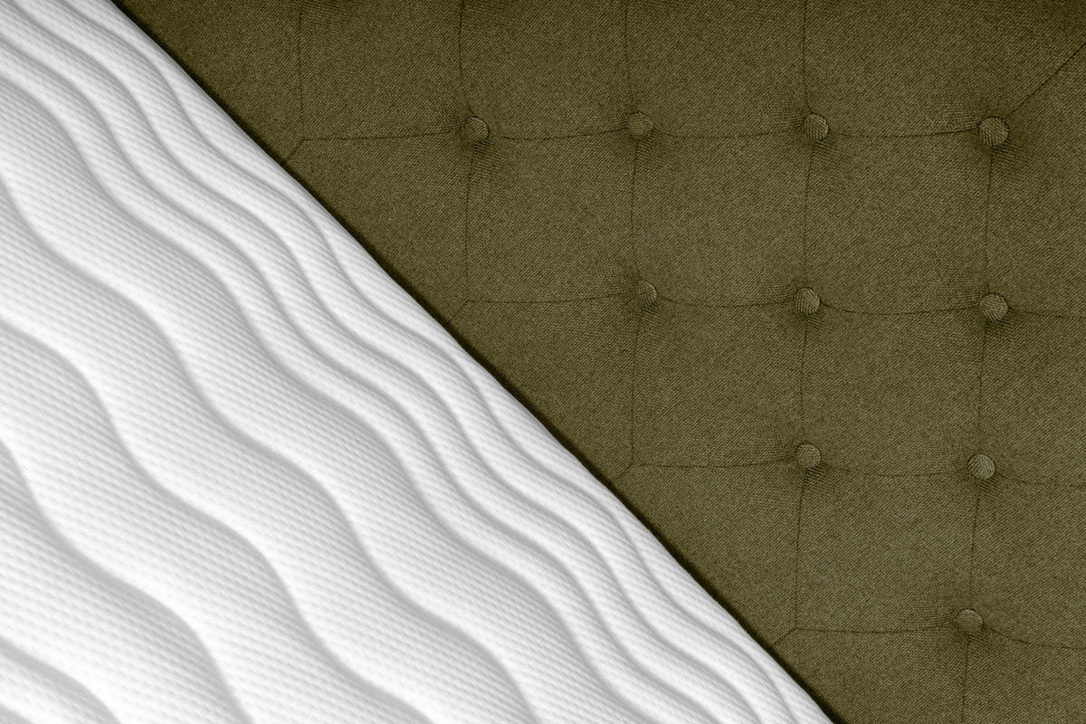 BOXSPRINGBETT 180/200 cm  in Olivgrün  - Silberfarben/Olivgrün, KONVENTIONELL, Textil/Metall (180/200cm) - Welnova