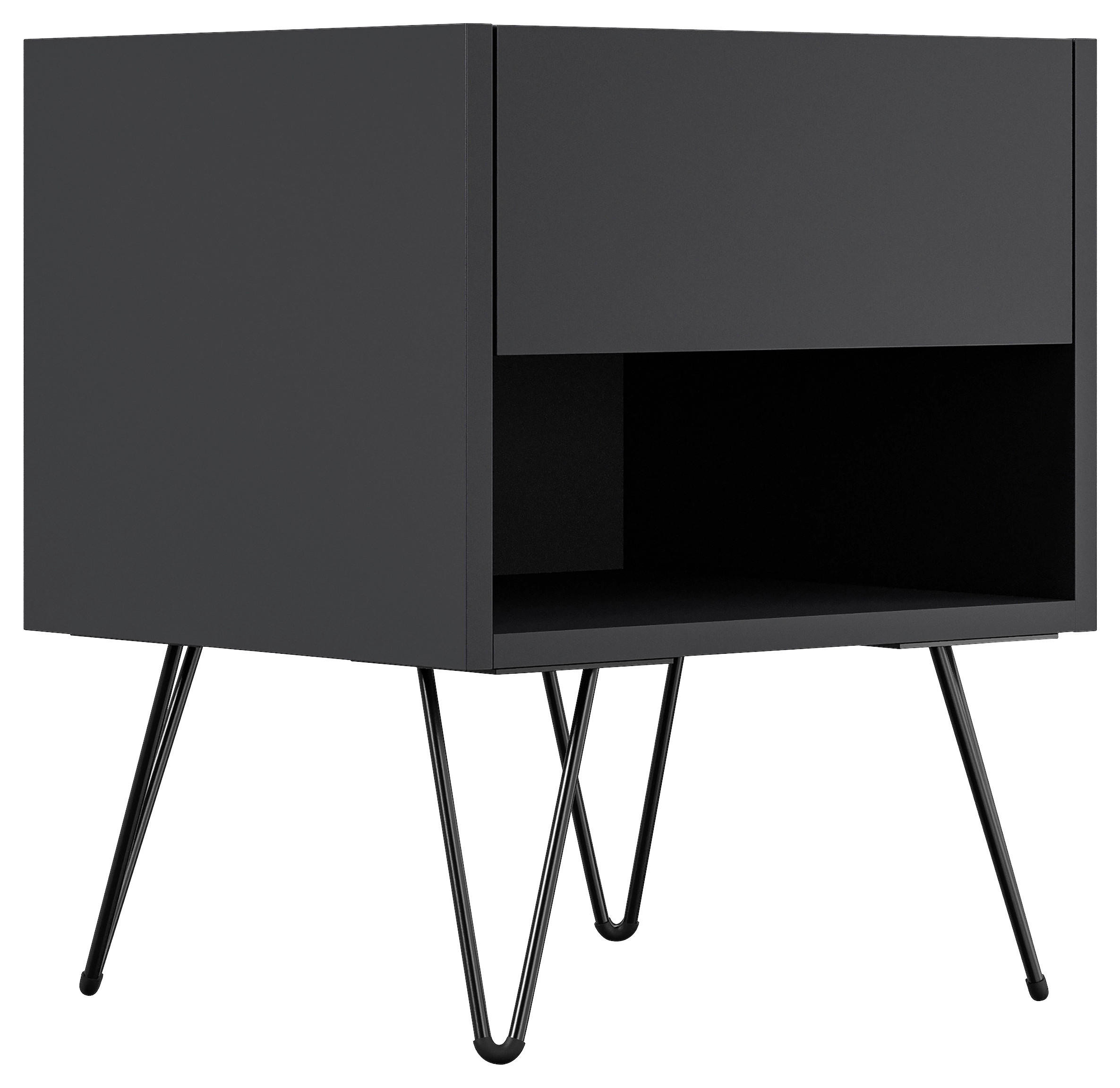 NACHTTISCH 41,2/50/35,6 cm  - Graphitfarben/Schwarz, Basics, Holzwerkstoff/Metall (41,2/50/35,6cm) - MID.YOU