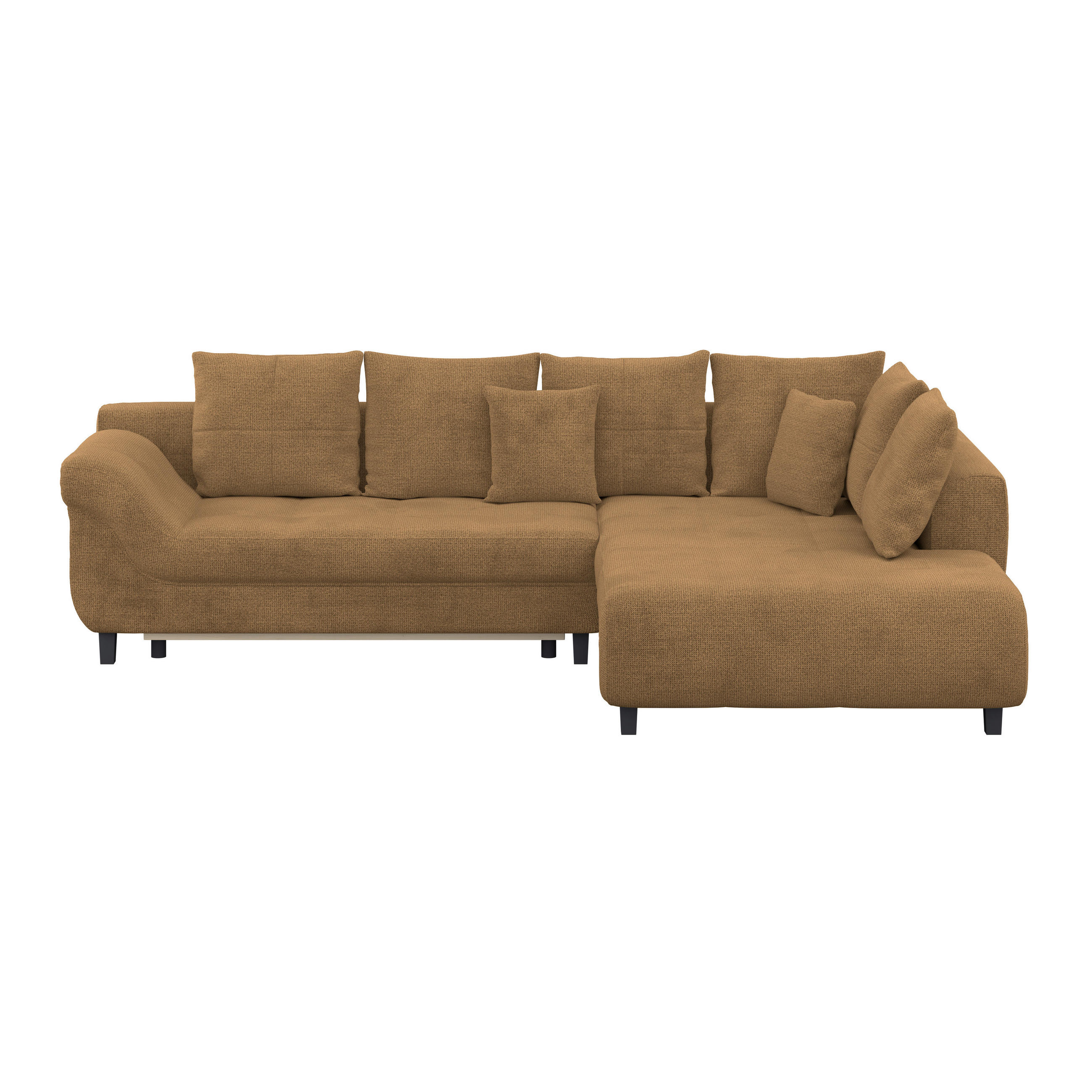ECKSOFA MENDOZA NEW Rostfarben Chenille, Struktur Zierkissen, Rückenkissen, Bettkasten  - Rostfarben/Schwarz, KONVENTIONELL, Textil (309/197cm) - MID.YOU