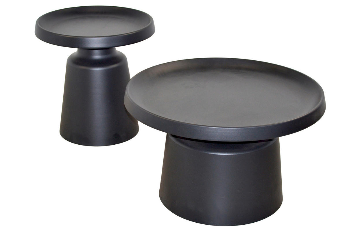 COUCHTISCHSET rund Schwarz  - Schwarz, Design, Metall (50/50/50cm) - MID.YOU