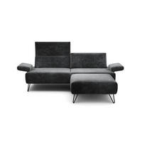 2,5-SITZER in Samt Anthrazit  - Anthrazit/Schwarz, Design, Textil/Metall (204-234/85/86-94cm) - SENSOO