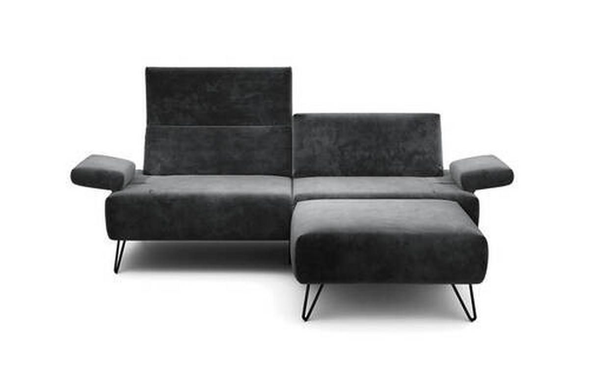 2,5-SITZER in Samt Anthrazit  - Anthrazit/Schwarz, Design, Textil/Metall (204-234/85/86-94cm) - SENSOO