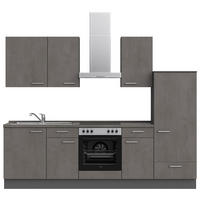 KÜCHENBLOCK 270 cm   in Schieferfarben  - Schieferfarben/Edelstahlfarben, MODERN, Holzwerkstoff/Metall (270cm) - Nobilia