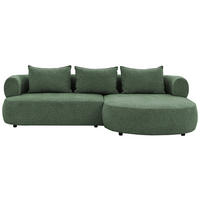 ECKSOFA 256/156 cm FERRO in Chenille Grün Rückenkissen  256/156 cm  - Schwarz/Grün, Design, Kunststoff/Textil (256/156cm) - P & B
