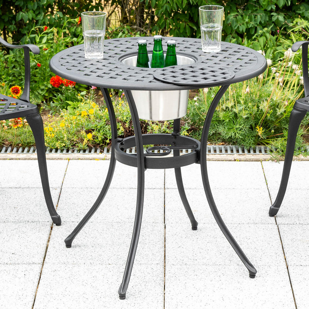 BALKONSET  3-teilig  - Graphitfarben, KONVENTIONELL, Metall - Gardenson