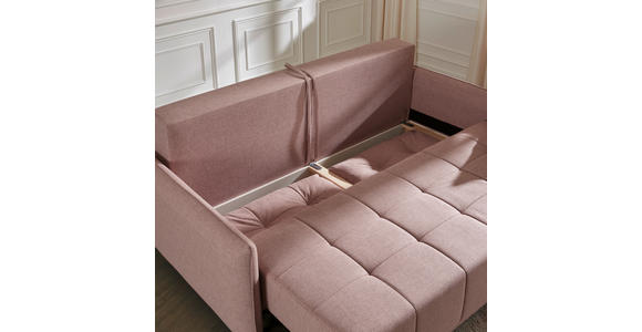 SCHLAFSOFA  mit Rücken echt Webstoff Rosa  - Eichefarben/Rosa, Design, Holz/Textil (227/98/113cm) - Carryhome