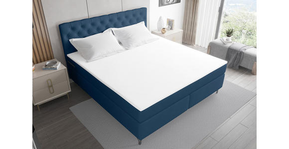 BOXSPRINGBETT 180/200 cm  in Dunkelblau  - Schwarz/Dunkelblau, KONVENTIONELL, Textil/Metall (180/200cm) - Carryhome