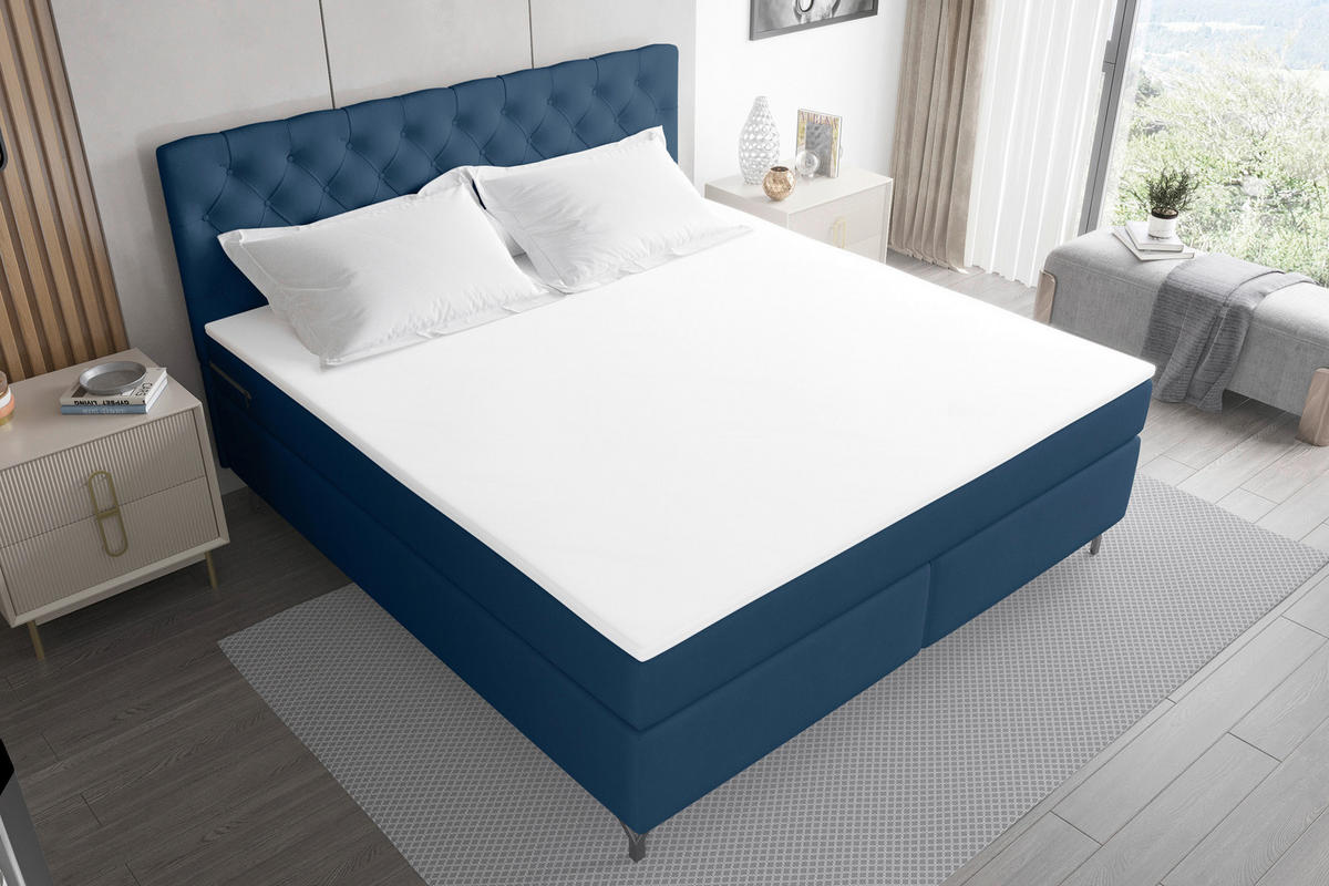 BOXSPRINGBETT 180/200 cm  in Dunkelblau  - Schwarz/Dunkelblau, Konventionell, Textil/Metall (180/200cm) - Carryhome