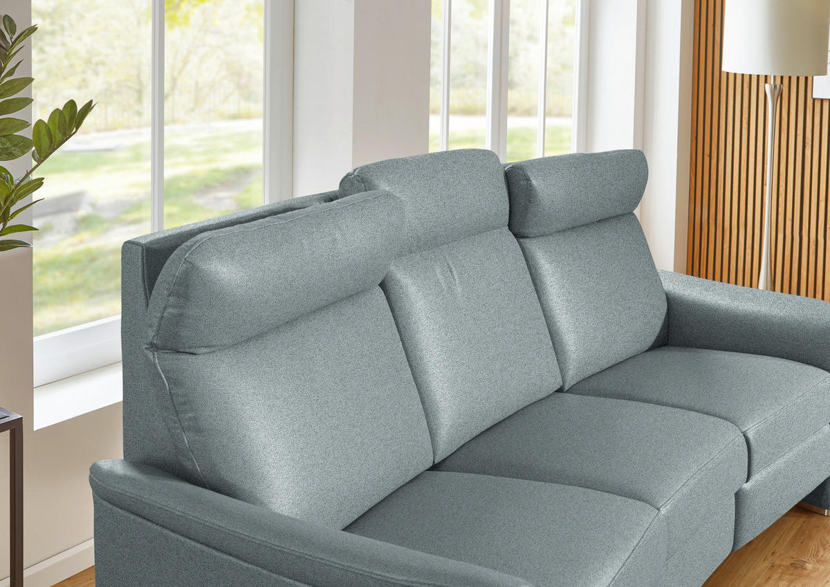 SITZGARNITUR  in Flachgewebe Graublau  - Graublau/Alufarben, KONVENTIONELL, Textil/Metall (218/156/107/103/95cm) - Beldomo Comfort